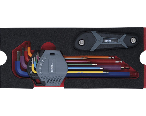 Sada imbusových klíčů s držákem a skládacím držákem