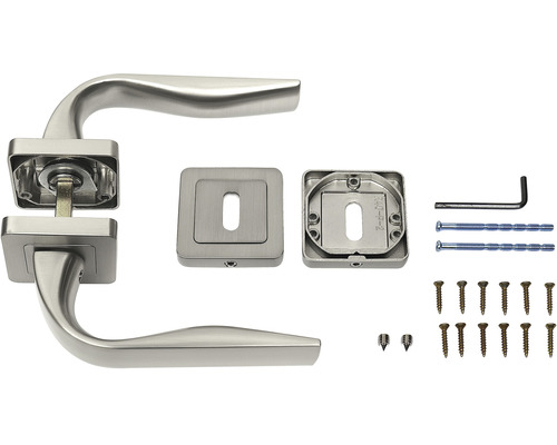 Sada nerezových klik s montážním příslušenstvím