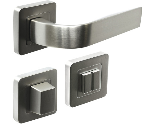 Souprava kliky ke dveřím z kovu se čtyřhrannou rozetou