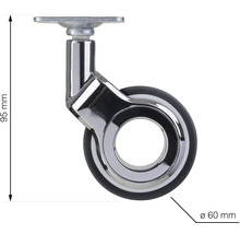 Nábytkové kolečko s deskou, průměr 60 mm, výška 95 mm