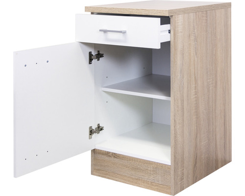 Noční stolek se zásuvkou, dvířky a policemi