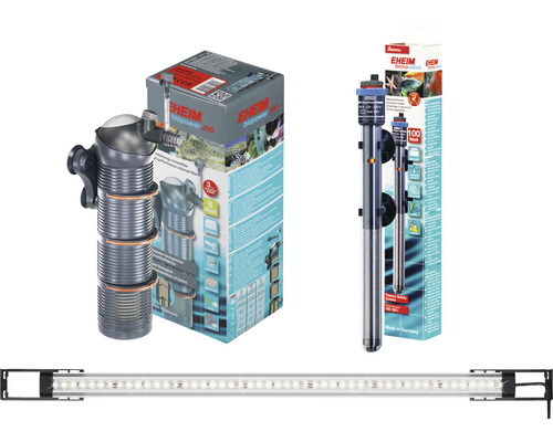 Vnitřní akvarijní filtr, topné těleso a LED světlo