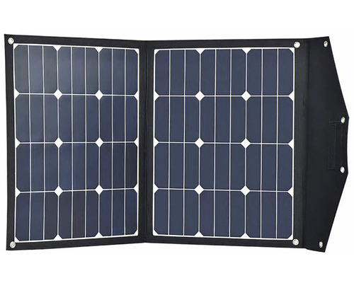 Rozložený přenosný solární panel pro kempování a outdoor