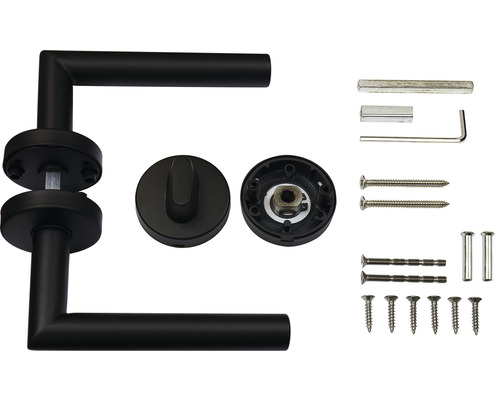 Sada kliky ke dveřím s WC zámkem a montážním příslušenstvím