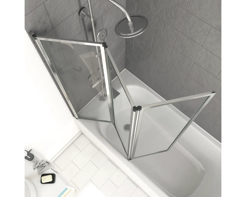 Vana s třídílnou skládací vanovou zástěnou ze skla