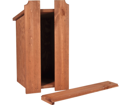 Dřevěná ptačí budka s čisticími dvířky a vyjímatelným dnem