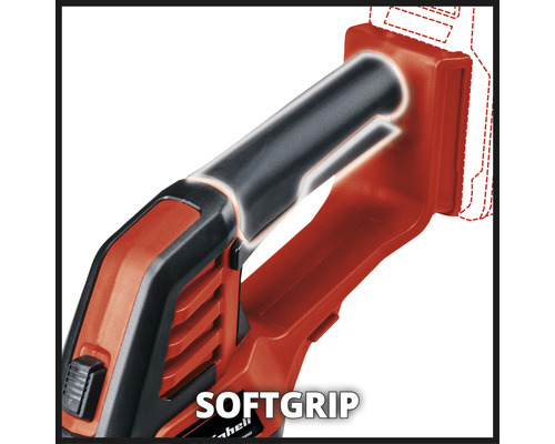 Detailní záběr akumulátorové prořezávací pily s měkkou rukojetí