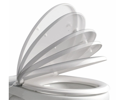 WC sedátko s pomalým zavíráním v různých polohách otevření