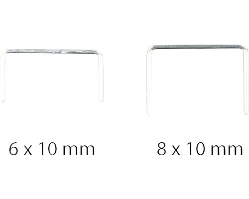 Dvě sponky o velikostech 6 x 10 milimetrů a 8 x 10 milimetrů