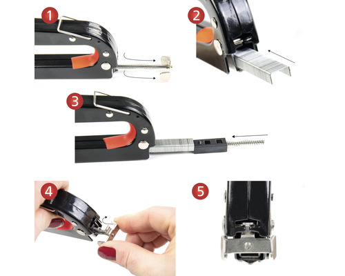 Návod k doplnění sešívačky v pěti krocích
