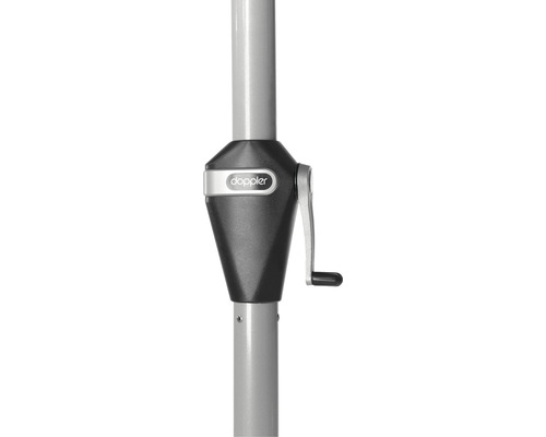 Logo Doppler na skříni kliky slunečníku