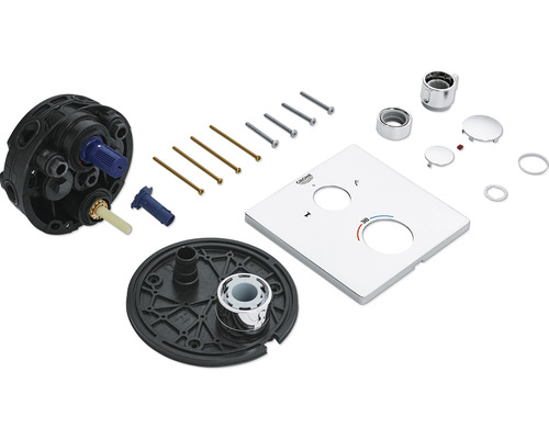 Přehled komponentů podomítkové termostatické baterie Grohe
