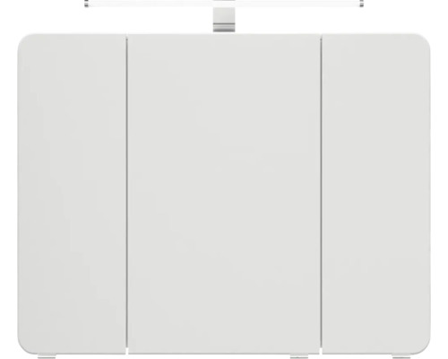 Bílá zrcadlová skříňka se třemi dvířky do koupelny