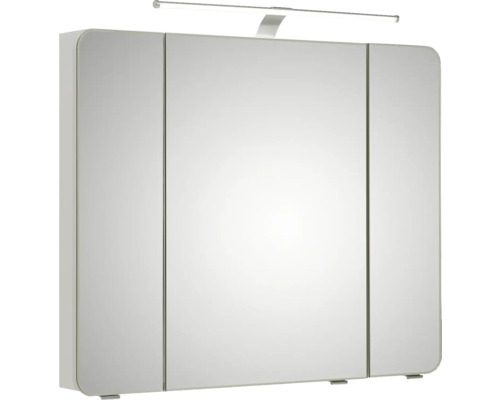 Zrcadlová skříňka se třemi dvířky a integrovaným osvětlením do koupelny