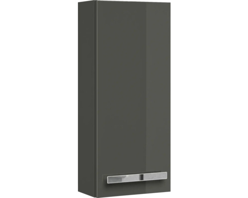 Šedá závěsná skříňka do koupelny s úchytkou