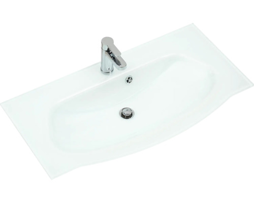 Skleněné umyvadlo s baterií