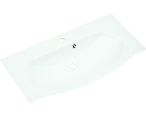 Skleněné umyvadlo s otvorem pro vodovodní baterii a přepadem