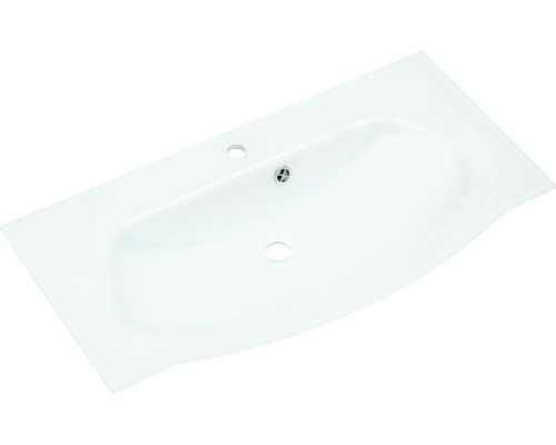 Umyvadlo z sanitární keramiky s otvorem pro baterii a přepadem