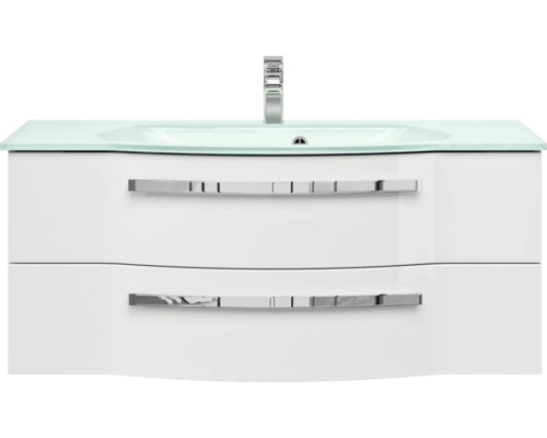 Skříňka pod umyvadlo se dvěma zásuvkami, umyvadlem a vodovodní baterií