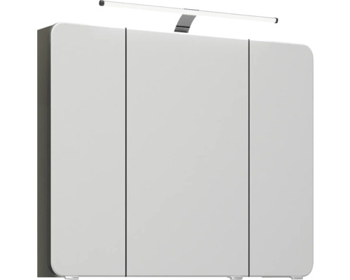 Zrcadlová skříňka se třemi dvířky a osvětlením do koupelny