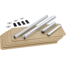 Příslušenství pro zavěšené podhledy s montážními profily, krycími deskami a upevňovacími sponami