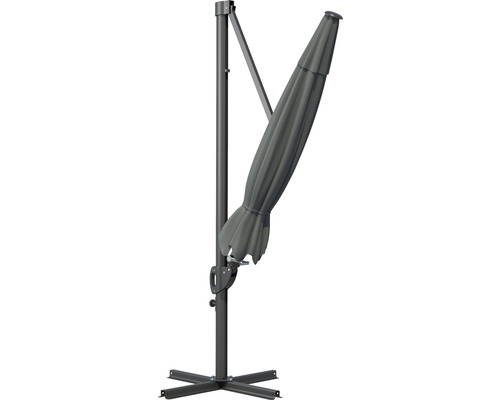 Boční slunečník s křížovou základnou a zavřeným baldachýnem