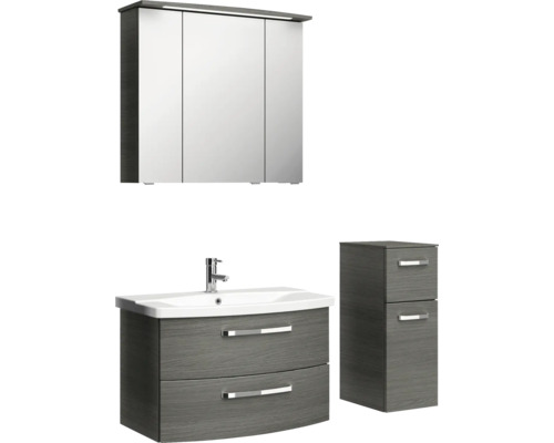 Koupelnový set se zrcadlovou skříňkou, skříňkou pod umyvadlo s umyvadlem a boční skříňkou