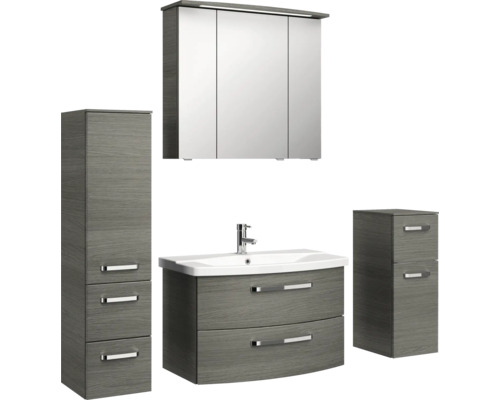 Sestava koupelnového nábytku s umyvadlem, zrcadlovou skříňkou a vysokou skříní