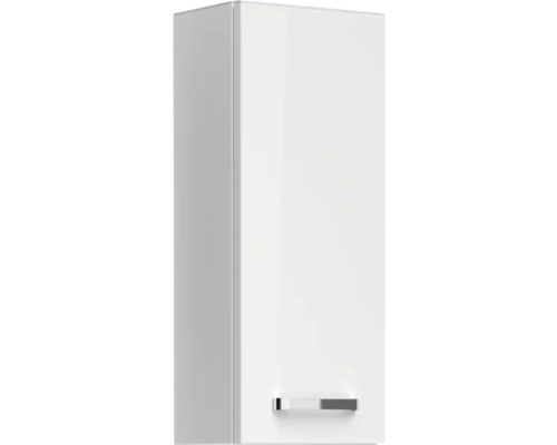 Bílá koupelnová závěsná skříňka s kovovou rukojetí