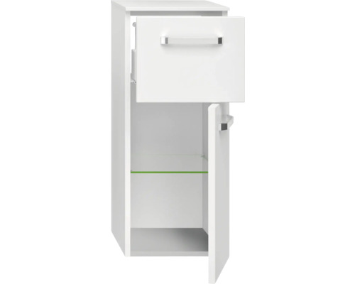 Bílá koupelnová skříňka se zásuvkou a dvířky