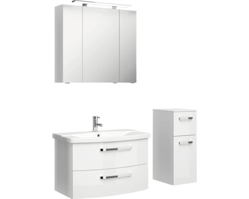 Sestava koupelnového nábytku se zrcadlovou skříňkou, skříňkou pod umyvadlo a boční skříňkou