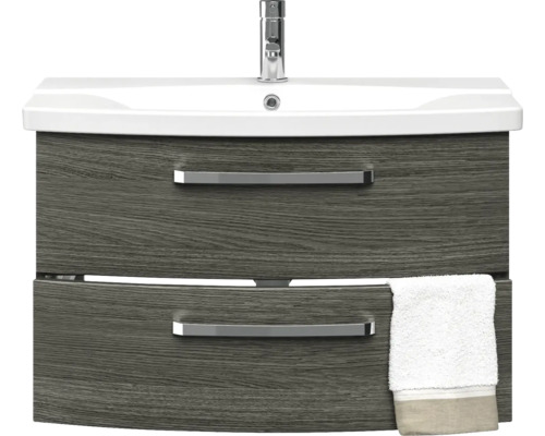 Umyvadlová skříňka se dvěma zásuvkami, umyvadlem na desku a ručníkem