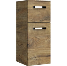 Vysoká skříň se dvěma zásuvkami v dřevěném designu do koupelny