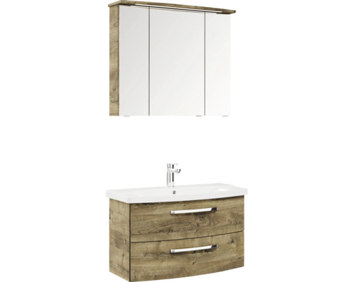 Koupelnový set s umyvadlovou skříňkou, umyvadlem a zrcadlovou skříňkou