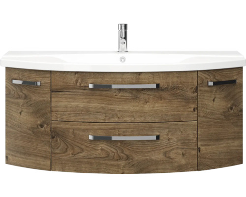 Skříňka pod umyvadlo se dvěma zásuvkami, dvířky a umyvadlem