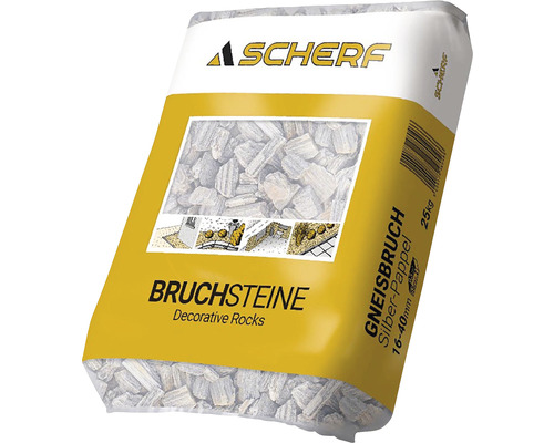 Kamenná drť kůra 16–40 mm stříbrný topol balení 25 kg Scherf Gneisbruch Silber-Pappel 16-40 mm v 25 kilogramovém pytli