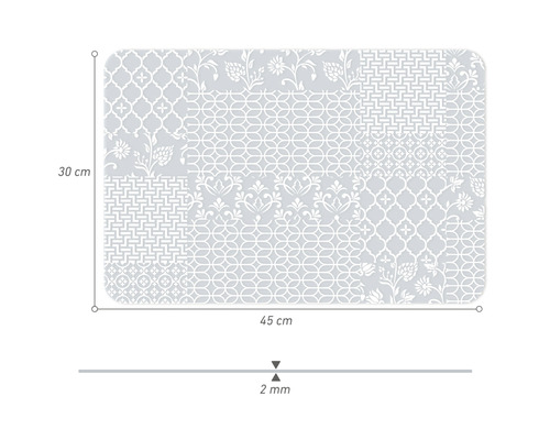 Řezací podložka se vzory, 45 krát 30 centimetrů, tloušťka 2 milimetry