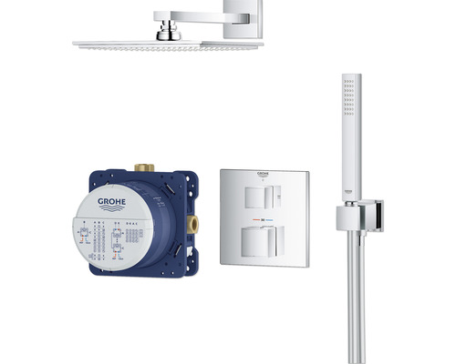Sprchový systém Grohe s hlavovou sprchou, ruční sprchou, podomítkovým tělesem a termostatickou baterií