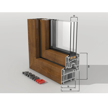 Balkónové dveře plastové dvoukřídlé se štulpem ARON Basic bílé/zlatý dub 1450 x 2000 mm-thumb-1