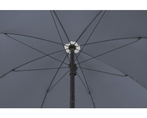 Pohled na spodní stranu slunečníku s žebry a tyčí