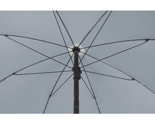 Pohled zespodu na otevřený slunečník s žebry