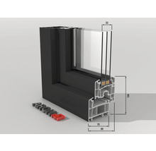 Plastové okno dvoukřídlé ESG ARON Basic bílé/antracit 1300 x 1600 mm (1/3-2/3)-thumb-1