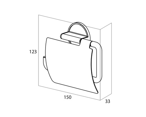 Technický nákres držáku toaletního papíru s rozměry