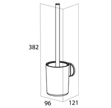 Technický nákres WC štětky s držákem a rozměry