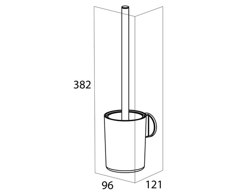 Technický nákres WC štětky s držákem a rozměry