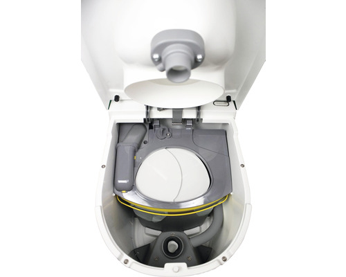 Vnitřní pohled na plastovou kempingovou toaletu