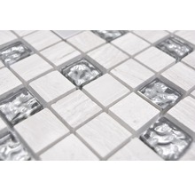 Mozaika z přírodního kamene čtvercová crystal/kámen/ocel wood white-thumb-3