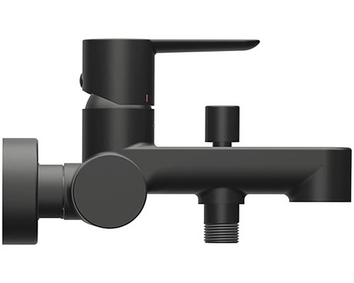 Matná černá vanová baterie s jednou pákou a přepínačem