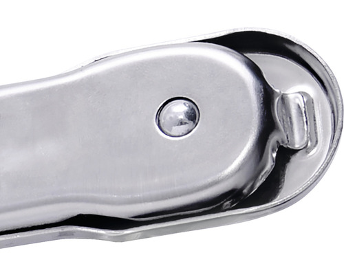 Detailní pohled na kovový otvírák na konzervy