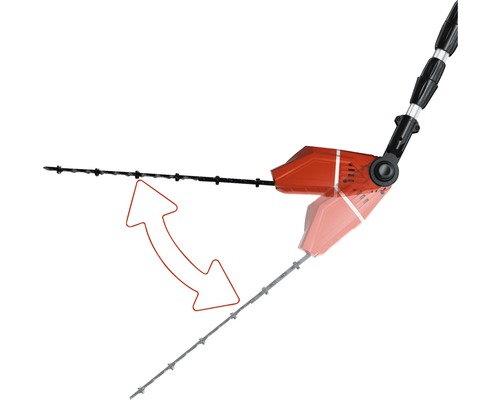 Zobrazují se nůžky na živý plot s nastavitelnou řezací hlavou.